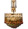 Italian Brass and Multicolored Teardrop Chandelier, 1930s 1