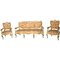 Italian 19th Century Gilt Living Room Set with Sofà and Armchairs, Set of 3 1