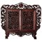 Small Chinese Openwork Wood Cabinet Depicting Dragons 1