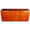 Chrome and Burl Wood Credenza, Italy, 1970, Image 1