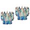 Sapphire-Colored Murano Glass Poliedri Chandeliers in the Style Carlo Scarpa, Set of 2 1