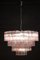 Large Italian Pink and Ice-Colored Murano Glass Tronchi Chandelier 3