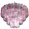Large Italian Pink and Ice-Colored Murano Glass Tronchi Chandelier 1