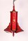 Lampe à Suspension ou Lanterne Orientaliste en Métal Peint en Rouge et Doré, 1930 2