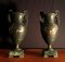 French Cast Iron Vases or Table Lamps with Green Marble Base, 19th Century, Set of 2, Image 3