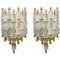 Glass Block & Gold Tulip Sconces from Barovier & Toso, 1940, Set of 2 1