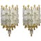 Glass Block & Gold Tulip Sconces from Barovier & Toso, 1940, Set of 2, Image 1