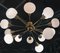 Lámpara de araña Sputnik italiana Mid-Century grande de latón y cristal de Murano opalino, Imagen 2