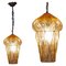 Lampes à Suspension ou Lanternes en Verre de Murano Couleur Ambre, 1970s, Set de 2 1