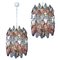 Pink and Light Blue Poliedri Chandeliers, 1970, Set of 2 1