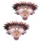 Lámparas de araña Palmette de cristal de Murano rosa. Juego de 2, Imagen 1