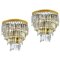 Crystal and Brass Sconces or Wall Lights, Italy, 1940s, Set of 2 1