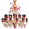 Red and Gold Murano Glass Chandelier, 1980s 1