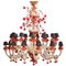 Red and Gold Murano Glass Chandelier, 1980s, Image 1