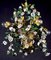 Italian Basket Chandelier with Colorful Porcelain Flowers, 1940s 2