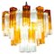 Murano Gold and Clear Glass Tronchi Chandelier, 1970s, Image 1