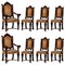 Italian Renaissance Revival Chairs and Armchairs, Set of 8 1