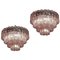 Large Italian Pink & Clear Murano Glass Tronchi Chandelier, Image 1