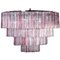 Lámpara de araña Tronchi italiana grande de cristal de Murano rosa, Imagen 13