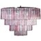 Large Italian Pink & Clear Murano Glass Tronchi Chandelier 13