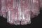 Großer italienischer Tronchi Kronleuchter aus pinkem & klarem Muranoglas 14