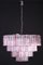 Lámpara de araña Tronchi italiana grande de cristal de Murano rosa, Imagen 9