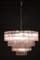 Large Italian Pink & Clear Murano Glass Tronchi Chandelier, Image 6