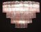 Lámpara de araña Tronchi italiana grande de cristal de Murano rosa, Imagen 3