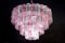 Lámpara de araña Tronchi italiana grande de cristal de Murano rosa, Imagen 2