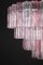 Großer italienischer Tronchi Kronleuchter aus pinkem & klarem Muranoglas 15