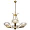 Art Deco Brass Mounted Murano Glass Chandelier by Ercole Barovier, 1940s, Image 1