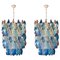Large Sapphire Murano Glass Poliedri Chandelier in the Style of C. Scarpa 1