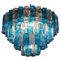 Turquoise and Clear Murano Glass Tronchi Chandeliers, Set of 2 1