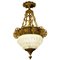 Art Deco Italian Ormolu and Murano Glass Majestic Lantern Chandelier, 1930, Image 1