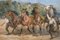 Grande Peinture avec Chevaux de Course et Jeunes Jockeys, 1920s 3