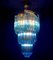 Lámparas de araña de cristal de Murano azul con marco dorado, años 80. Juego de 2, Imagen 7