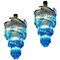 Blue Murano Prism Chandeliers with Golden Frame, 1980s, Set of 2 1