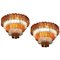 Amber and Ice Color Murano Glass Chandeliers or Flush Mounts, 1970, Set of 2 1
