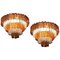 Amber and Ice Color Murano Glass Chandeliers or Flush Mounts, 1970, Set of 2, Image 1
