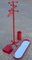 Portemanteau de Couloir avec Miroir, Rangement et Porte-Parapluie Rouge, 1970s, Set de 4 1