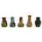 Belgische Miniatur Vasen aus glasierter Keramik, Mitte 20. Jh., 5er Set 1