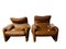 Leather Maralunga Armchairs by Vico Magistretti for Cassina, 1973, Set of 2 3