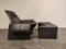 Vintage Leather P60 Lounge Chair & Ottoman by Vittorio Introini for Saporiti, 1970s, Set of 2 7