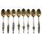 Solid Silver Coffee Spoons, 1900, Set of 8 1