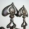 French Bronze Art Deco Fireplace Andirons, 1920s, Set of 2 10