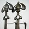 French Bronze Art Deco Fireplace Andirons, 1920s, Set of 2 9