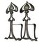 French Bronze Art Deco Fireplace Andirons, 1920s, Set of 2 1