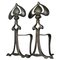 French Bronze Art Deco Fireplace Andirons, 1920s, Set of 2, Image 1