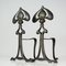 French Bronze Art Deco Fireplace Andirons, 1920s, Set of 2 2