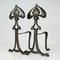 French Bronze Art Deco Fireplace Andirons, 1920s, Set of 2 5